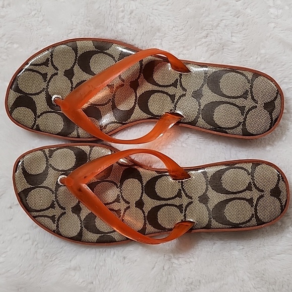 Coach Y2K Carin Orange Rubber/Jelly Kitten Heel Thong Size 6 - Picture 6 of 16